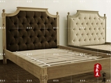 美式乡村纯实木床原木做旧法式橡木双人床家具欧式布艺床1.8米床