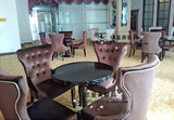 售楼处接待洽谈桌椅组合欧式椅子 新古典餐椅布艺实木样板房定制