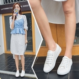 小白鞋女系带韩版平底白色帆布鞋女平跟板鞋学生布鞋白鞋夏天女鞋
