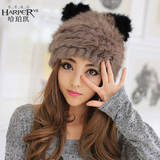 新款时尚可爱猫耳朵兔毛皮草帽子女韩版潮冬季甜美保暖女士帽子秋