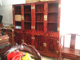 老挝大红酸枝书柜素面仿古书架交趾黄檀书柜红木家具明式书柜