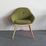 客厅简约单人布艺沙发椅实木休闲椅北欧设计师椅子咖啡椅宜家现代