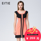 EITIE爱特爱旗舰店2015夏装新款品牌女装双色拼接显瘦修身连衣裙
