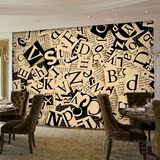 大型创意时尚英文字母餐厅背景墙壁纸3D立体简约休闲会所墙纸壁画