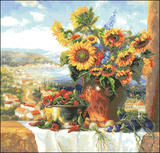 【DMC十字绣套件】FG-窗边的向日葵 世界名画油画装饰画