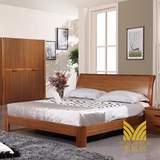中式实木床1.8米双人床卧房家具高箱储物橡木床婚床黑胡桃色大床