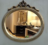 古铜色欧式玄关镜美式椭圆形镜壁挂镜卫浴镜浴室镜梳妆镜化妆镜子