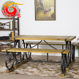 美式创意家具复古设计做旧铁艺实木户外休闲桌椅子咖啡桌椅组合