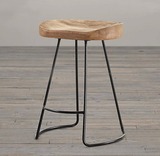 美式实木创意个性吧椅简约吧台椅子铁艺复古怀旧酒吧凳高脚凳异形