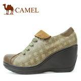 【断码清仓】Camel正品骆驼女鞋坡跟休闲鞋真皮系带单鞋妈妈鞋子