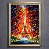 热卖玄关挂画餐厅巴黎埃菲尔铁塔简约沙发背景墙装饰画厚油立体刀