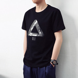 平行宇宙 3D印花夏季韩版潮流男装tee 日系青少年男士圆领短袖T恤