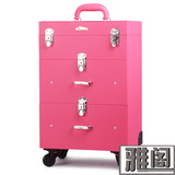 出口定制专柜正品Tensunvis专业多层粉色拉杆化妆箱美甲箱纹绣箱