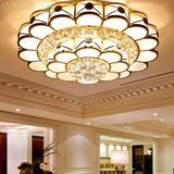 金色水晶灯圆形led客厅灯创意吸顶灯现代欧式主卧室灯温馨餐厅灯
