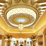 大型3D立体酒店客厅宾馆欧式立体风范天花吊顶壁纸壁画背景墙墙纸