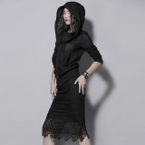 后构想原创设计2016秋冬新品黑色蕾丝中长包臀性感半裙