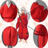 犬夜叉cos原版红色剑道和服cosplay服装全套衣服日本动漫假发耳朵