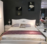 时尚板式家具简约现代钢琴烤漆白色1.51.8米双人床婚床