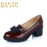聚BASTO/百思图秋季专柜同款高跟粗跟浅口牛皮单鞋女鞋TIF32CQ5