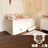 后现代女儿房1.2米单人儿童床女孩床可储物白色烤漆大户型小孩床