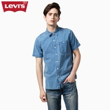 Levi's李维斯春夏季男士纯棉翻领尖领短袖水洗牛仔衬衫17257-0016