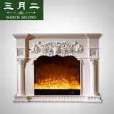 壁炉装饰柜 欧式象牙白实木雕花电视柜 美式壁炉架1米1.2米1.5米