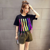 夏季韩版彩色体血衫韩范时尚创意宽松个性短袖T恤女短装上衣服潮