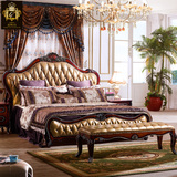 品牌欧式结婚床小户型真皮床 美式实木双人床1.8米法式卧室家具H1