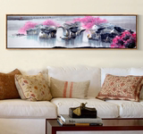 aq 油画 装饰有框高档客厅玄关卧室 中式花卉 红梅傲雪经典