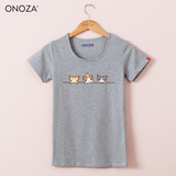 ONOZA2016夏季修身短袖T恤女 可爱猫咪小鸡卡通学生棉短袖1118