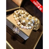 925纯银 粉晶沉香纯天然珍珠手链 韩版时尚多层开运手串正品包邮