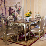 欧式大理石餐桌 长方形实木餐桌 小户型家用饭桌 桌子 餐桌椅组合