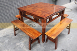 实木餐桌椅组合 大方桌 长条凳 户外桌椅 休闲桌椅  八仙桌凳
