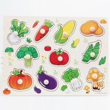 认知手抓板数字几何形状水果蔬菜早教益智玩具木质拼图宝宝婴幼儿
