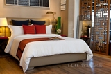 进口白红色纯棉布美式欧式现代压花样板房间四件套多件套床上用品
