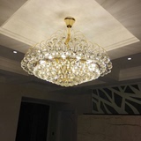 欧式吊灯客厅圆形银色水晶灯LED吸顶灯餐厅灯卧室饭厅灯饰楼梯灯