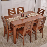 餐桌纯实木餐桌原木色家具原木色餐桌水曲柳餐桌实木餐桌一桌六椅