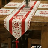 中国风中式岁末节送礼/家居布艺礼盒桌布桌旗+杯垫+餐垫 福寿双全