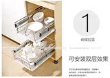 出厂价定做不锈钢304拉篮厨房橱柜单层平篮开放式垃圾筒400-500柜