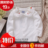 童装批发婴儿春秋长袖衬衫白色t恤0-1-2-3岁女童宝宝娃娃领打底衫