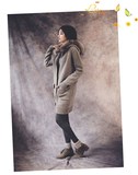 2016秋季韩版SZ毛衣外套女宽松中长款连帽针织开衫