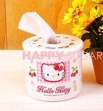 韩国进口正品 草莓hello kitty纸巾盒纸抽盒圆形桌面卫生纸收纳盒