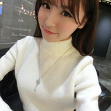 女子装女士冬季款套头新款半高领韩版加厚修身女毛衣女孩衣服潮。