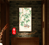 新中式简约客厅装饰画书房竖版玄关竹子挂画 餐厅走廊过道壁画