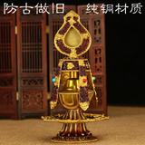 藏传佛教密宗用品 精品尼泊尔工艺雕花 灌顶壶 纯铜鎏金长寿宝瓶