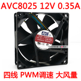 AVC8025 8CM/厘米8025四线PWM调速CPU散热器机箱风扇DL08025R12H