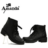 艾曼达女鞋 14年秋季新款 专柜正品牛皮方跟性感潮流马丁靴