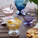 川岛屋浮雕皇冠玻璃冰淇淋杯红酒杯水果杯沙拉碗水杯玻璃杯子B-10
