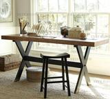 直销LOFT美式北欧铁艺复古 酒吧实木餐桌椅做旧组合长方形小户型