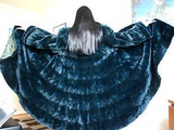 欧洲进口二手宝石蓝色整貂皮貂绒大衣外套，奢华美艳3米6大摆巨美